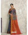 Navy Blue Designer Silk Party Wear Sari