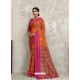 Orange Designer Silk Party Wear Sari