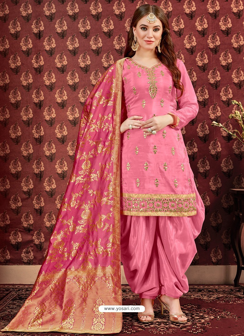 light pink designer embroidered punjabi patiala suits