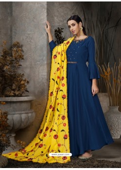 Navy Blue Designer Party Wear Gown for Girls