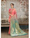 Peach Designer Fancy Silk Party Wear Sari