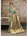 Aqua Grey Designer Fancy Silk Party Wear Sari