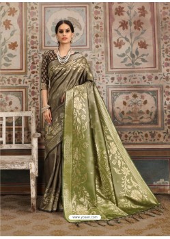 Mehendi Designer Fancy Silk Party Wear Sari