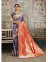 Lavender Designer Fancy Silk Party Wear Sari