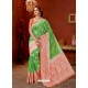 Green Designer Fancy Silk Party Wear Sari With Zari Work