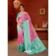 Light Pink Designer Fancy Silk Party Wear Sari With Zari Work