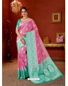 Light Pink Designer Fancy Silk Party Wear Sari With Zari Work