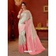 Off White Designer Fancy Silk Party Wear Sari With Zari Work