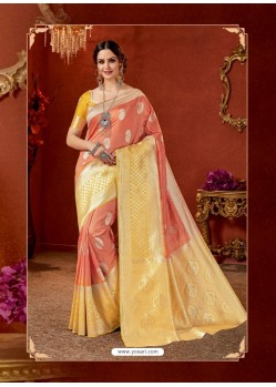 Rust Designer Fancy Silk Party Wear Sari With Zari Work