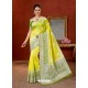 Lemon Designer Fancy Silk Party Wear Sari With Zari Work