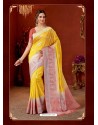 Yellow Designer Fancy Silk Party Wear Sari With Zari Work