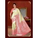 Cream Designer Fancy Silk Party Wear Sari With Zari Work