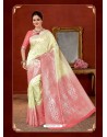 Cream Designer Fancy Silk Party Wear Sari With Zari Work