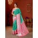 Jade Green Designer Fancy Silk Party Wear Sari With Zari Work