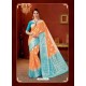 Orange Designer Fancy Silk Party Wear Sari With Zari Work