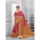 Rose Red Glossy Silk Party Wear Sari