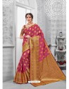 Rose Red Glossy Silk Party Wear Sari