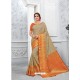 Taupe Glossy Silk Party Wear Sari