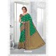 Jade Green Glossy Silk Party Wear Sari