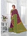 Purple Glossy Silk Party Wear Sari