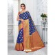 Dark Blue Glossy Silk Party Wear Sari