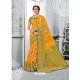 Yellow Glossy Silk Party Wear Sari