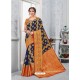 Navy Blue Glossy Silk Party Wear Sari