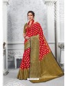 Red Glossy Silk Party Wear Sari