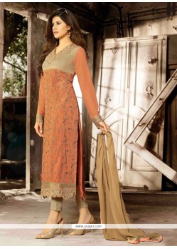 Classy Peach Georgette Pant Style Suit
