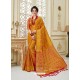 Mustard Fancy Silk Party Wear Sari With Zari Work