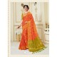 Orange Fancy Silk Party Wear Sari With Zari Work