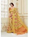 Multi Colour Fancy Silk Party Wear Sari With Zari Work