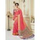 Peach Fancy Silk Party Wear Sari With Zari Work