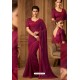 Wine Latest Designer Silk Party Wear Sari For Girls