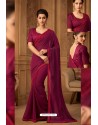 Wine Latest Designer Silk Party Wear Sari For Girls