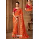 Orange Latest Designer Silk Party Wear Sari For Girls