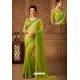 Parrot Green Latest Designer Silk Party Wear Sari For Girls