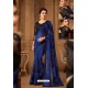 Royal Blue Latest Designer Silk Party Wear Sari For Girls