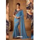 Blue Latest Designer Silk Party Wear Sari For Girls