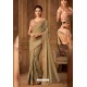 Beige Latest Designer Silk Party Wear Sari For Girls