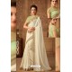 Off White Latest Designer Silk Party Wear Sari For Girls