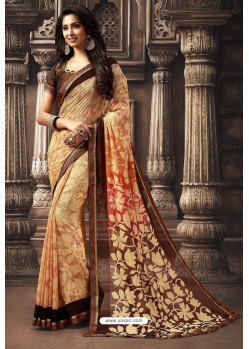 Beige Designer Chiffon Casual Wear Sari