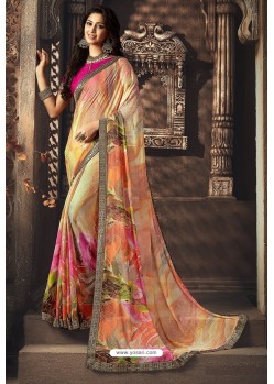 Multi Colour Designer Chiffon Casual Wear Sari