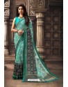 Turquoise Designer Chiffon Casual Wear Sari