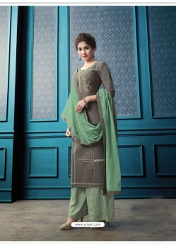 Grey Designer Flex Cotton Palazzo Salwar Suit