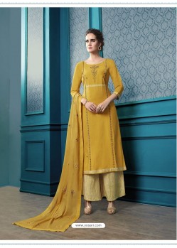 Yellow Designer Flex Cotton Palazzo Salwar Suit
