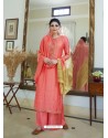 Light Red Cotton Silk Latest Palazzo Suit