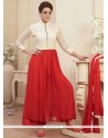Stupendous Red Georgette And Net Anarkali Suit
