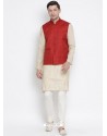 Off White Cotton Kurta Pajama For Men