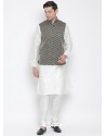 White Cotton Kurta Pajama For Men